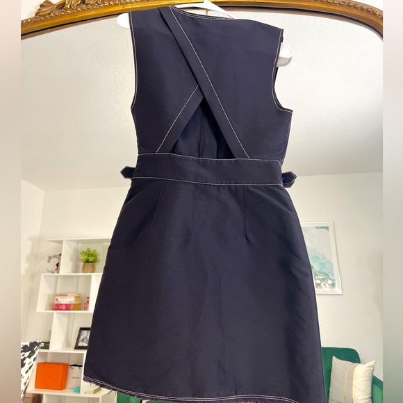 3.1 PHILLIP LIM Dark blue w/ white topstitching zip front belted - Picture 13 of 13